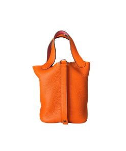 Hermes Picotin 18 Feu (Rose Azalea Handle) Clemence
